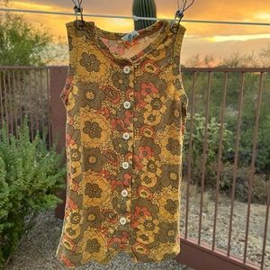 Kate Quinn 6-12 Month Romper 70s Retro Flowers Brown Lenzing Modal